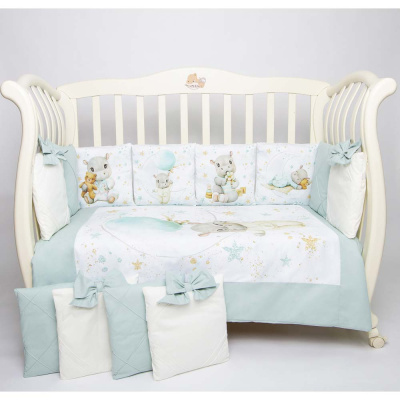 Комплект в детскую кроватку Премиум Панно Бегемотики Подушкино 17 предметов 1